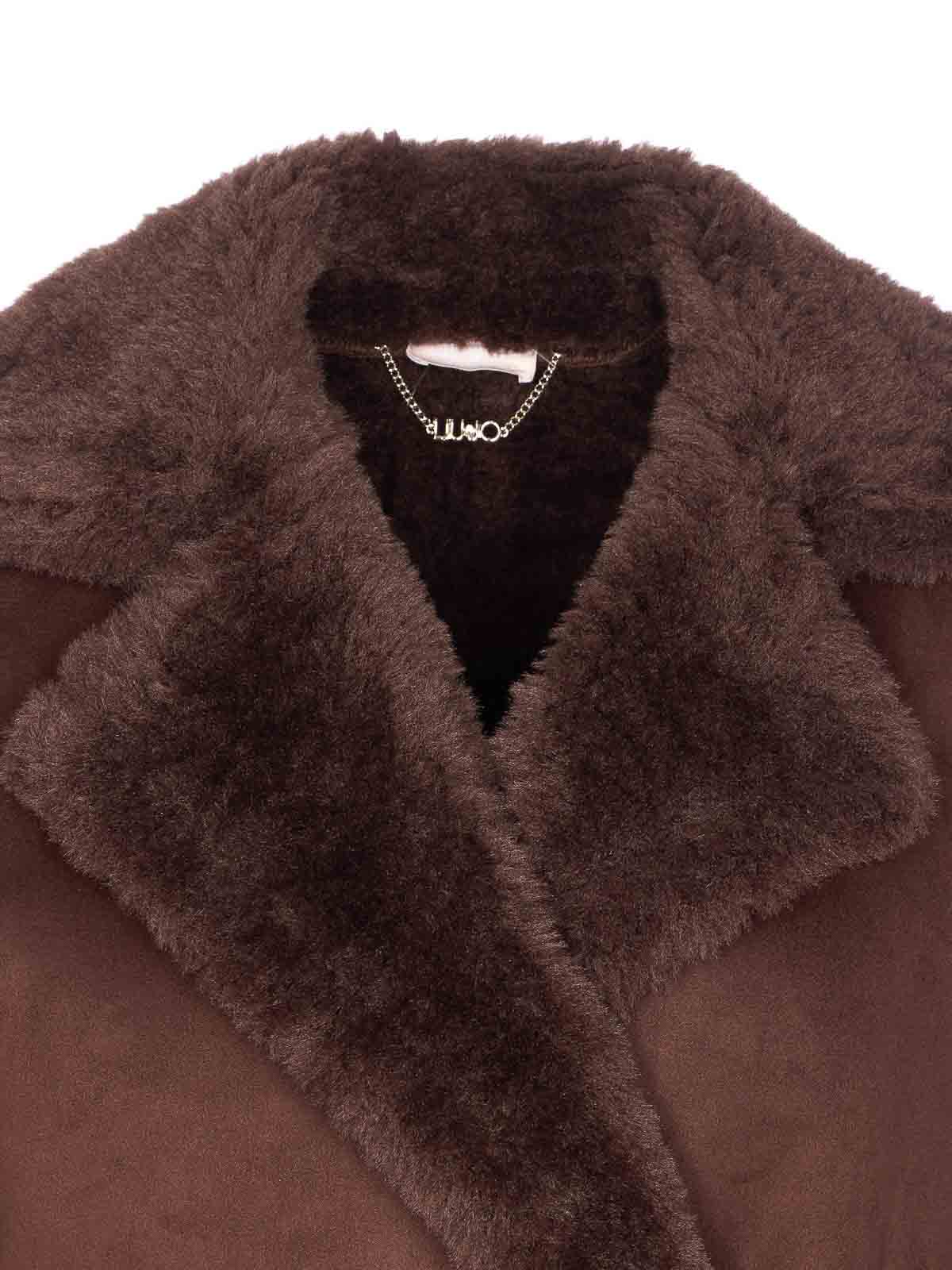 Liu •jo Brown Double Breasted Button Jacket In Brown