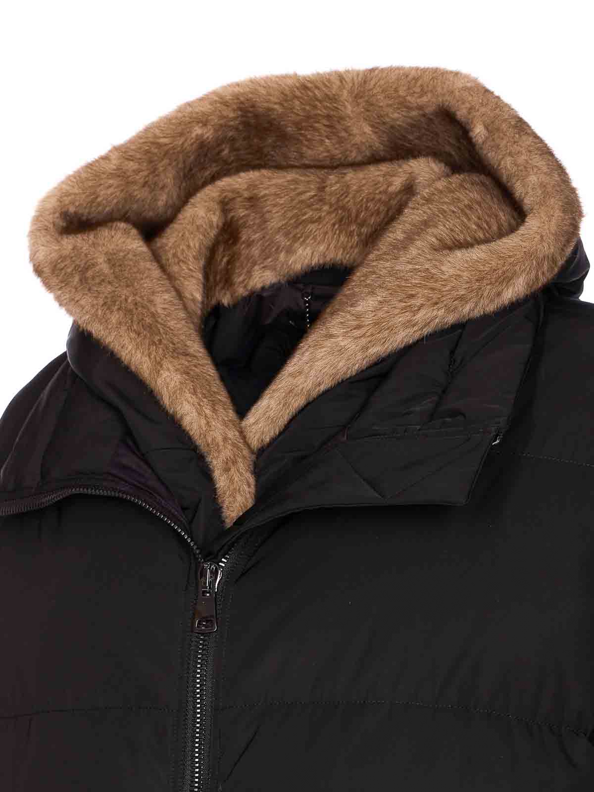 Lou Andrea Black Down Jacket Frontal Zip Closure In Black