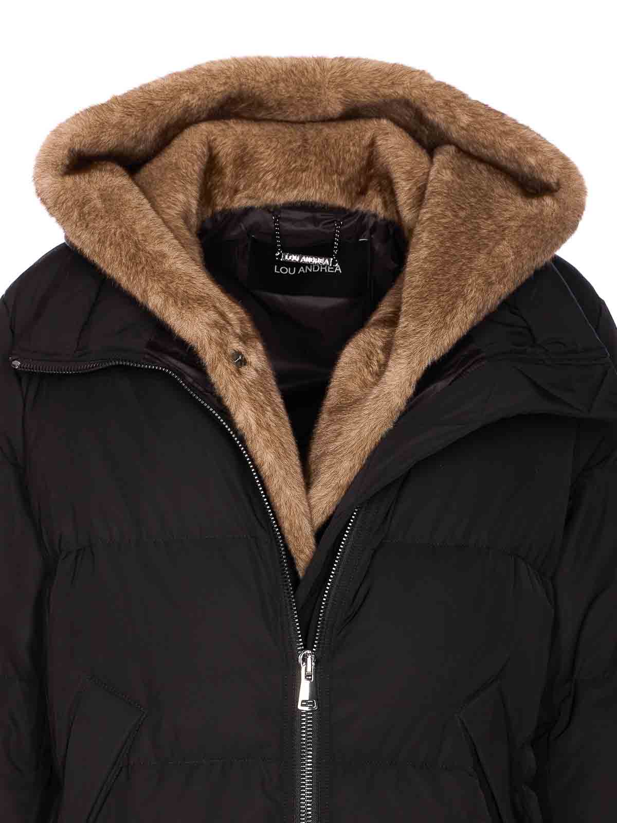 Lou Andrea Black Down Jacket Frontal Zip Closure In Black