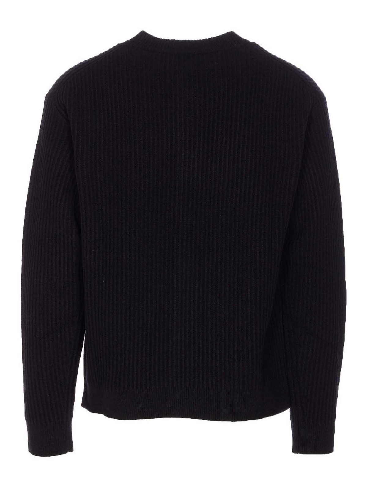 Maison Kitsuné Fox Head Wool Ribbed Cardigan Clothing In Black