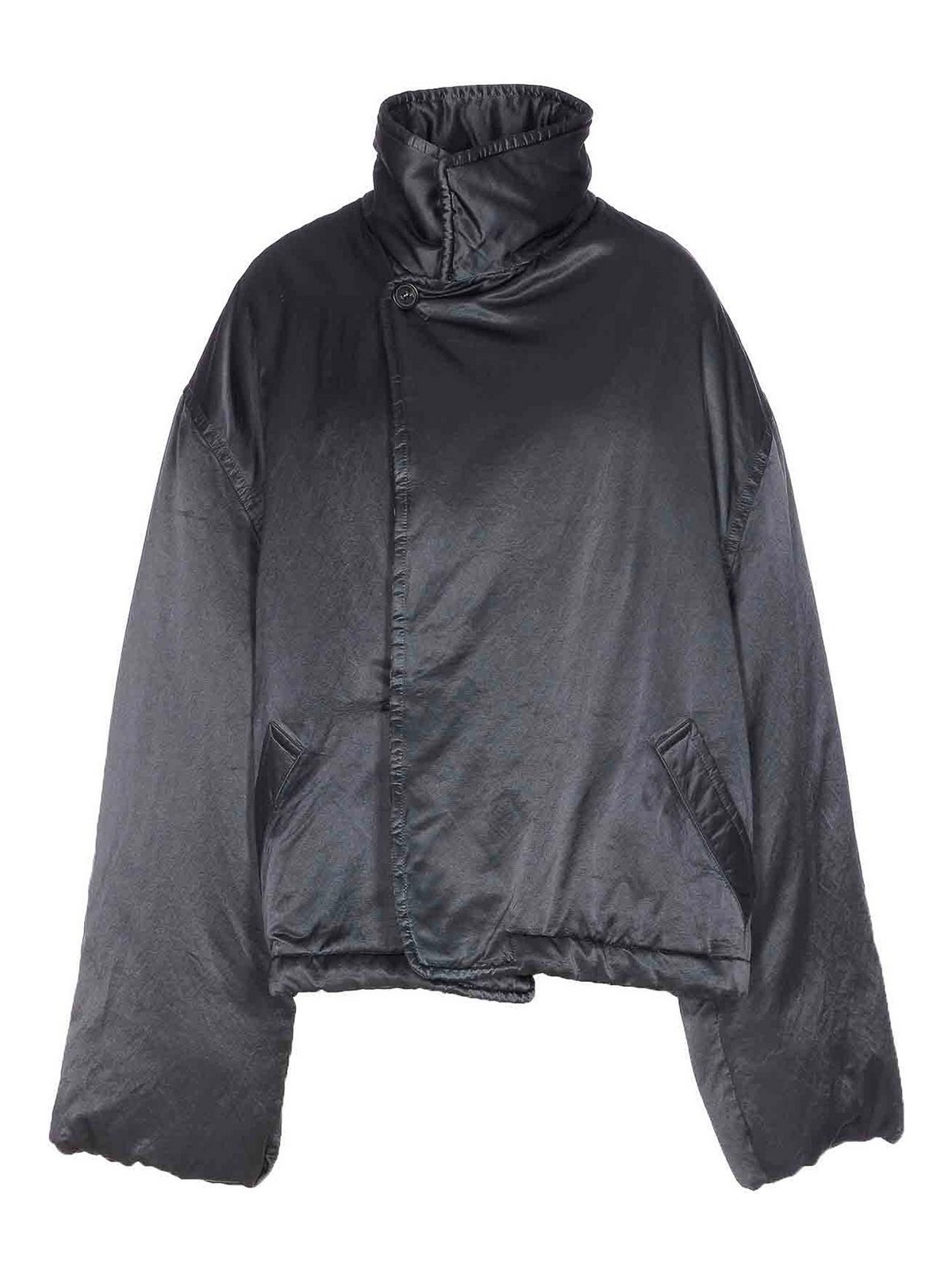 Mm6 Maison Margiela High Collar Down Jacket Featuring Pockets In Black