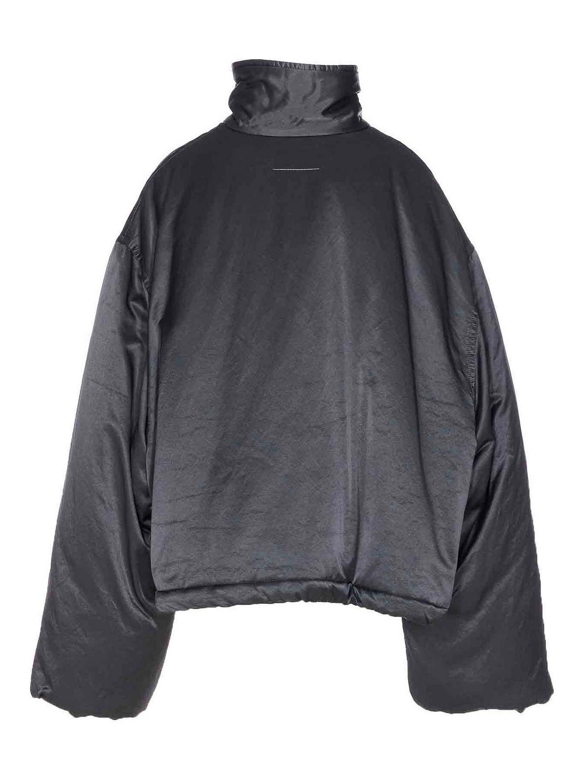 Mm6 Maison Margiela High Collar Down Jacket Featuring Pockets In Black