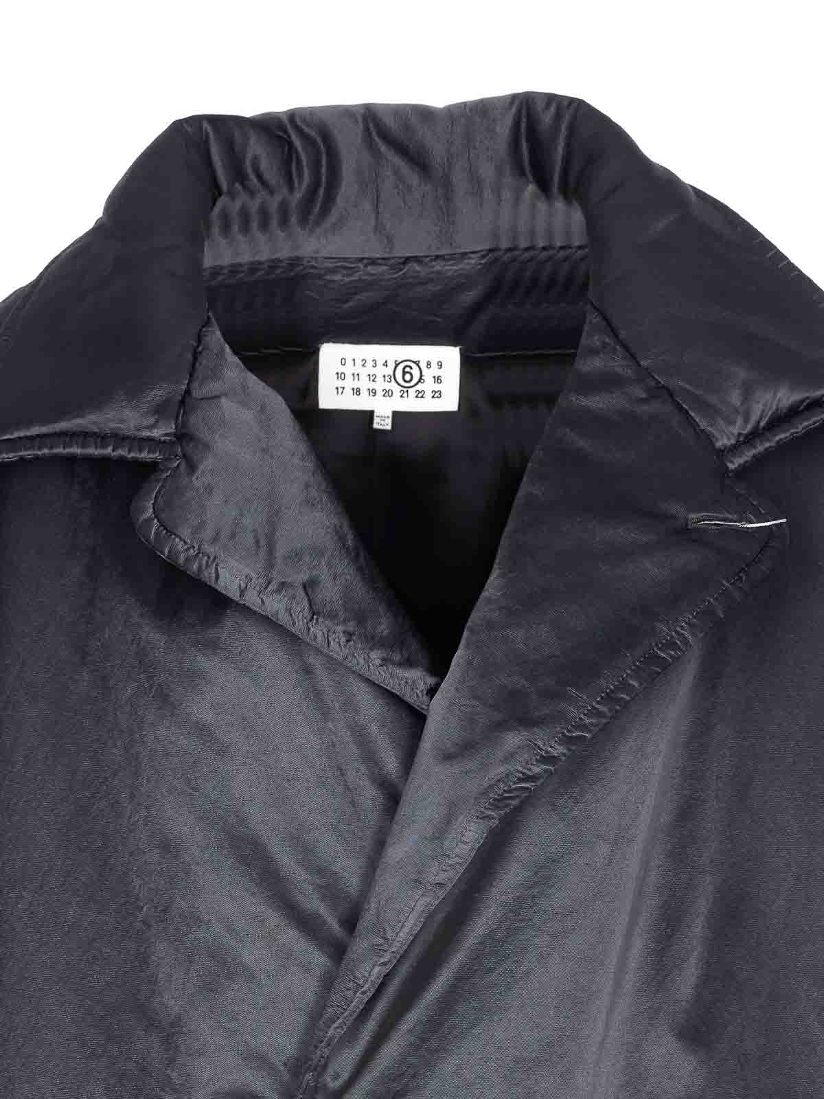 Mm6 Maison Margiela High Collar Down Jacket Featuring Pockets In Black