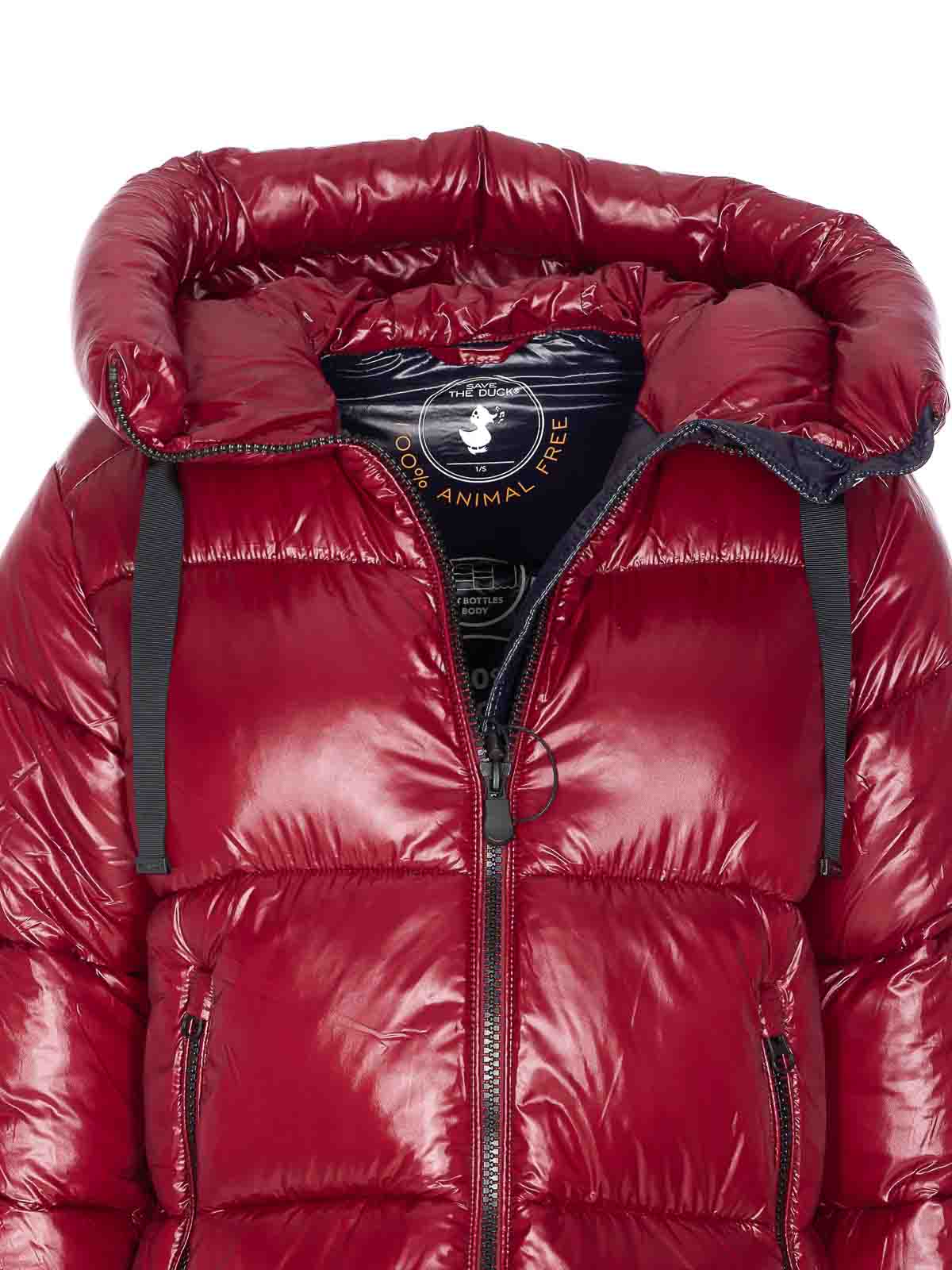 Save The Duck Red Down Jacket Frontal Zip Closure In Purple