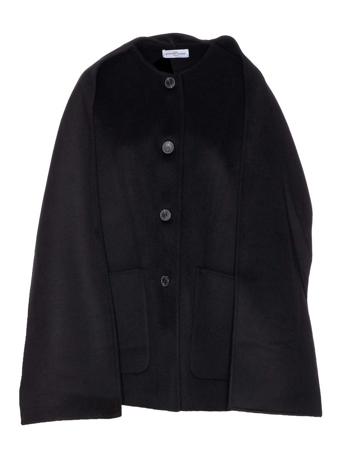 The Dynamis Studio Black Antwerp Coat Frontal Buttons Closure In Black