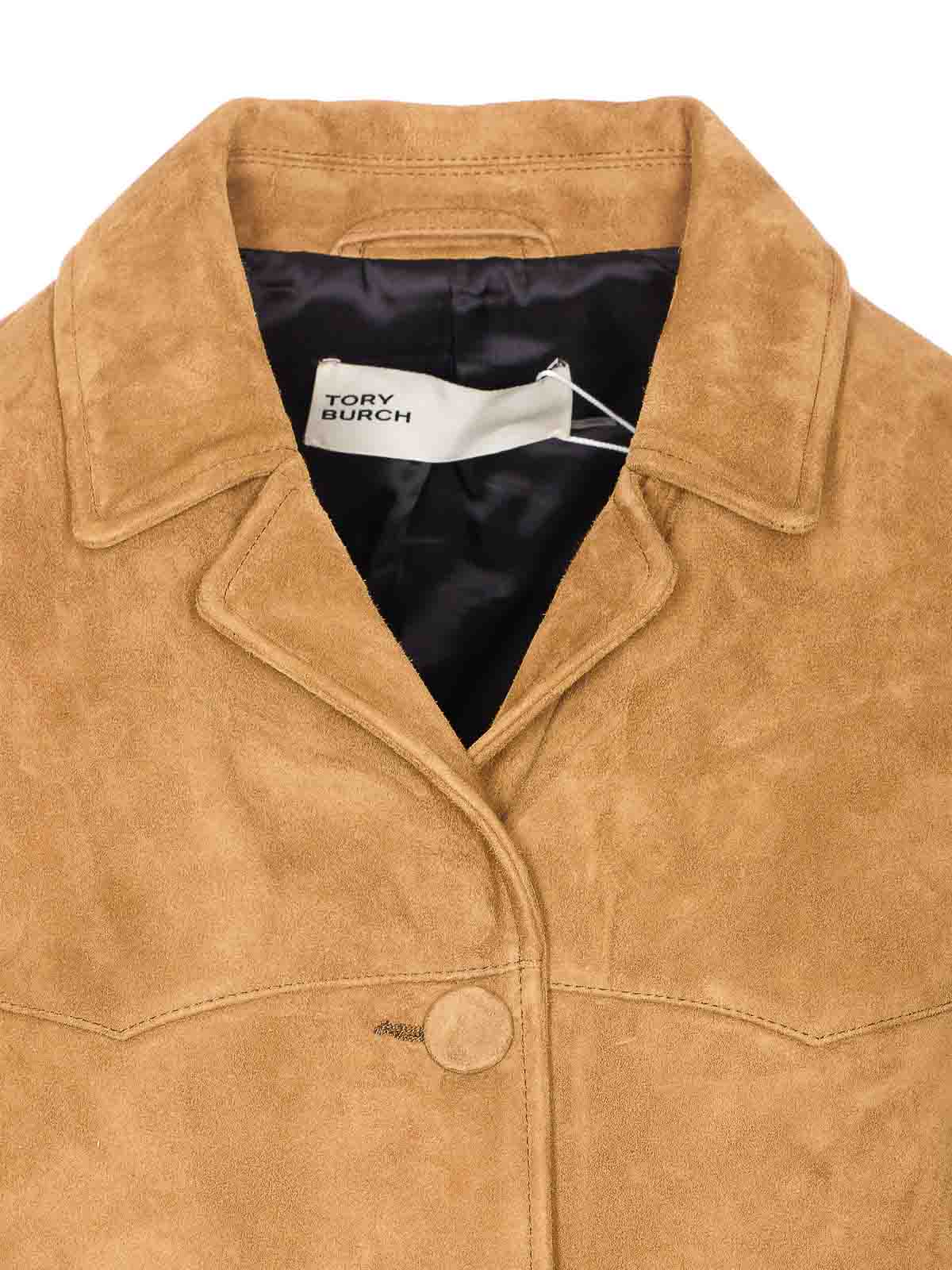 Tory Burch Beige Suede Jacket Fronta Buttons Closure In Multi