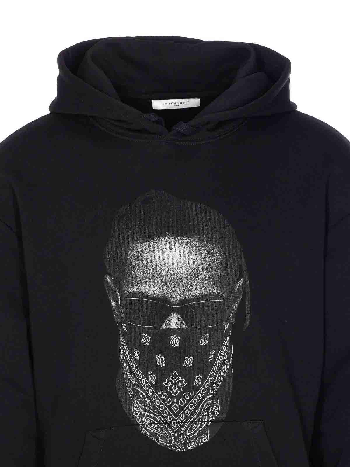 Ih Nom Uh Nit Graphic Hooded Sweater Kangaroo Pocket In Black