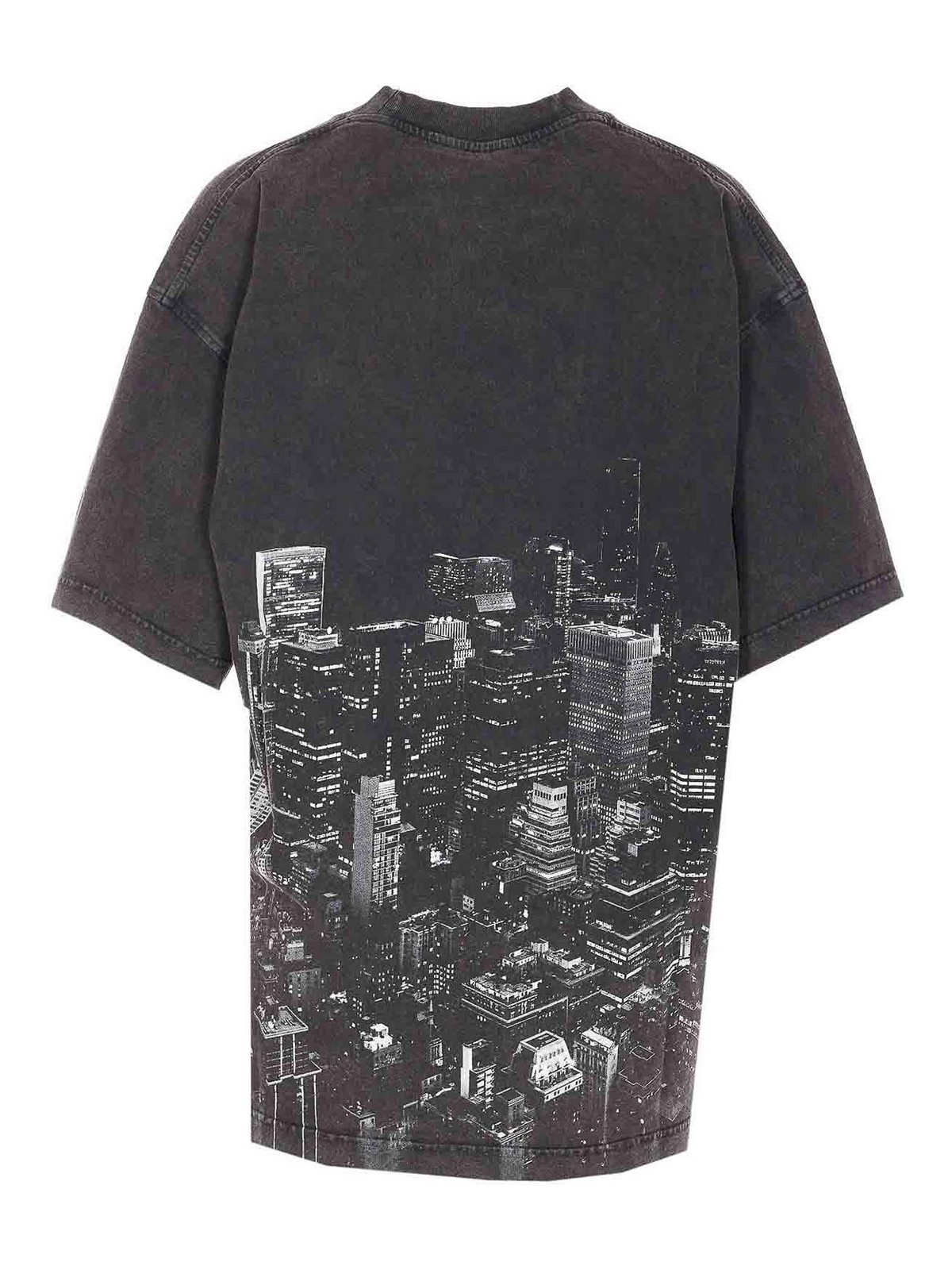 Alexander Wang Women T-shirt With Thermo-applied Rhinestones And Ny Skyline In Black