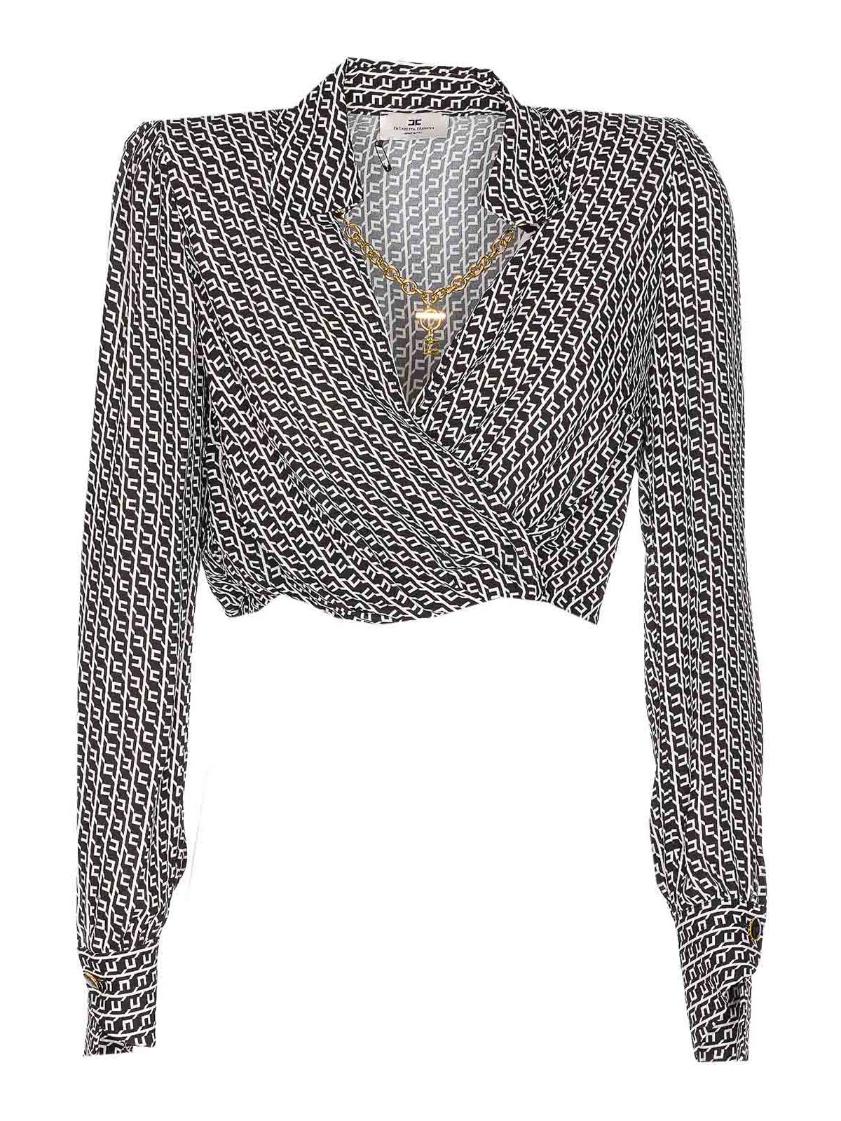 Elisabetta Franchi Black And White Cropped Shirt