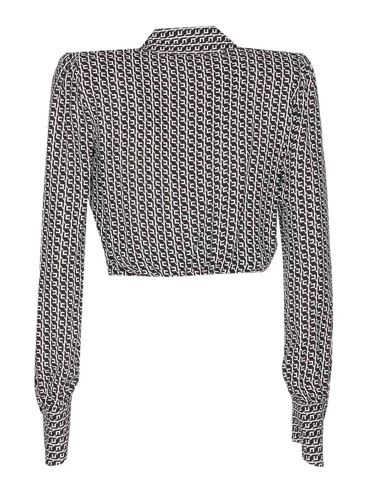 Elisabetta Franchi Cropped Wrap Front Shirt With Neckline Detail In Multi