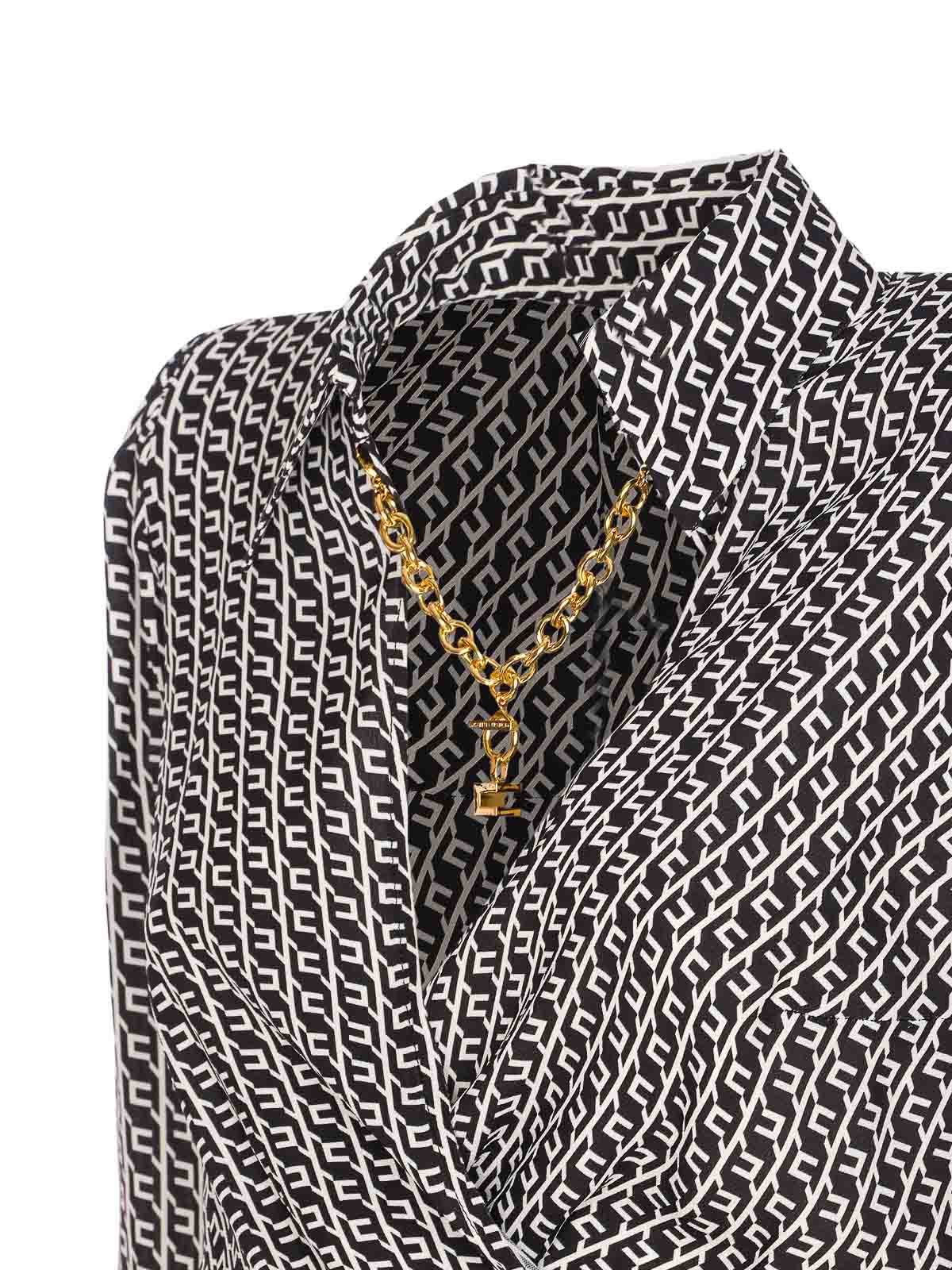 Elisabetta Franchi Cropped Wrap Front Shirt With Neckline Detail In Multi
