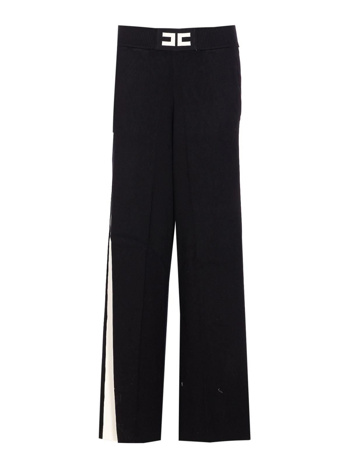 Elisabetta Franchi Flared Fit Trousers With Side Stripe Detail In Black