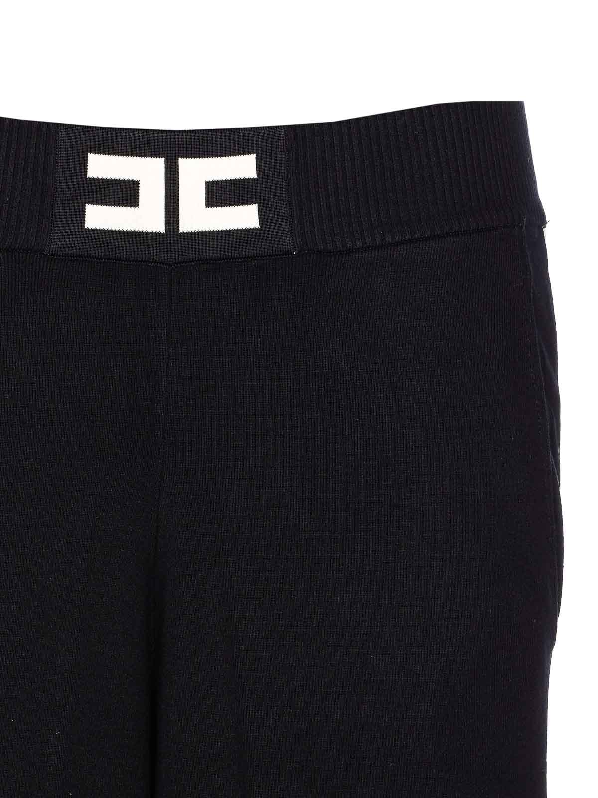 Elisabetta Franchi Flared Fit Trousers With Side Stripe Detail In Black