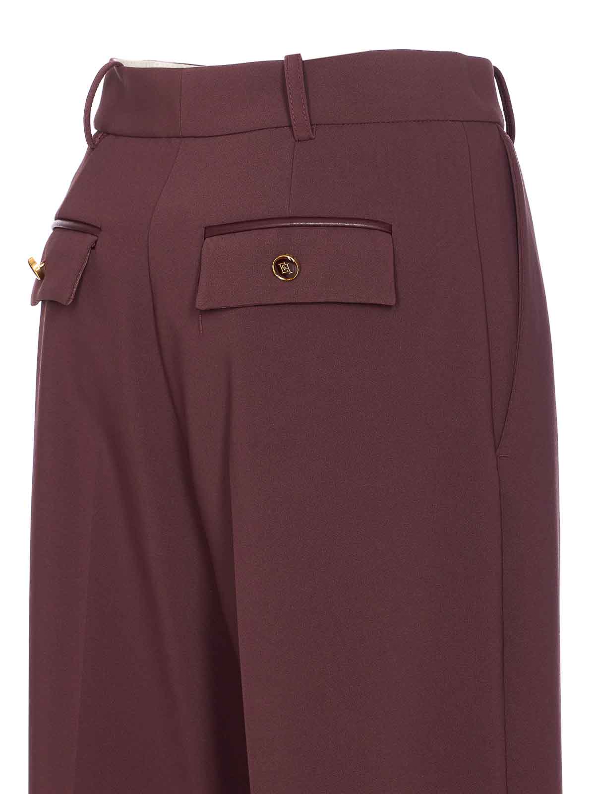 Elisabetta Franchi Trousers With Front Pleats And Belt Loops In Red