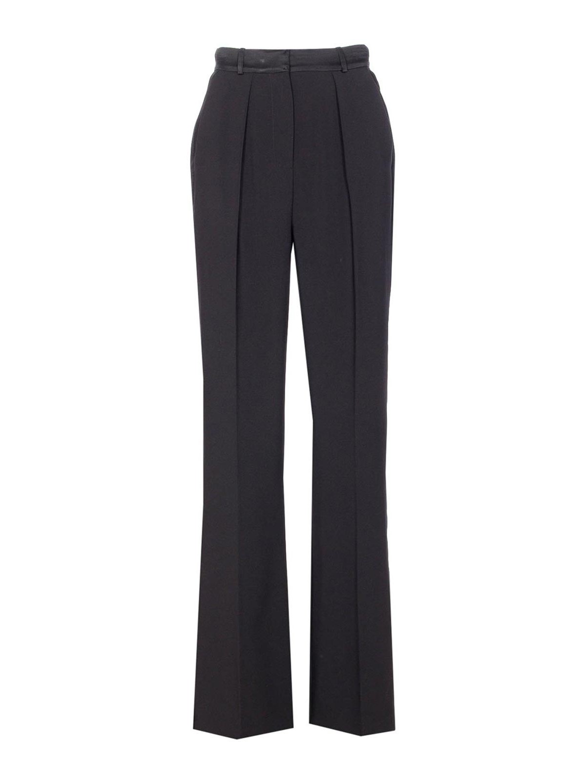 Elisabetta Franchi High-waisted Black Crepe Pants With Flap Pockets In Black