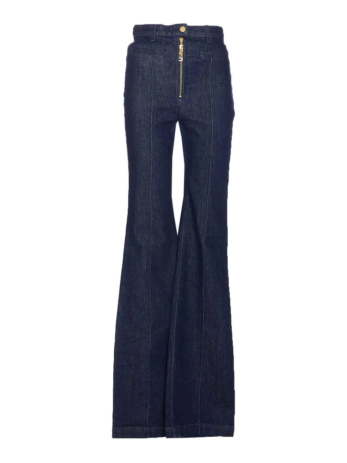 Elisabetta Franchi High Waist Flared Denim Jeans Trousers In Blue