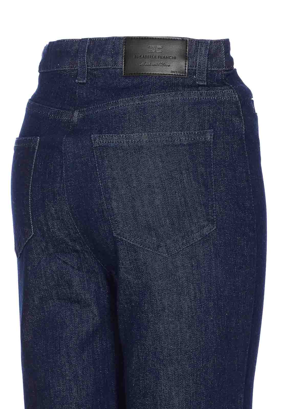 Elisabetta Franchi High Waist Flared Denim Jeans Trousers In Blue