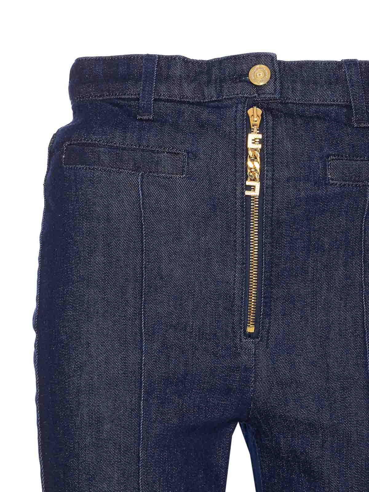 Elisabetta Franchi High Waist Flared Denim Jeans Trousers In Blue