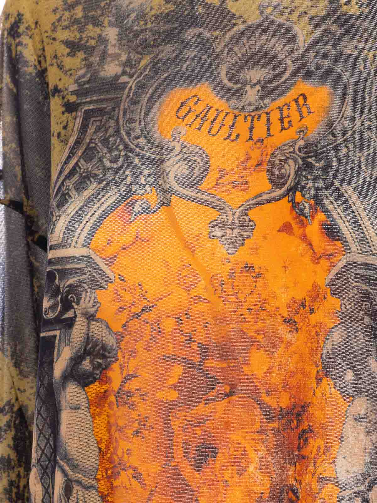 Jean Paul Gaultier Black Khaki Long Sleeves Top In Multi