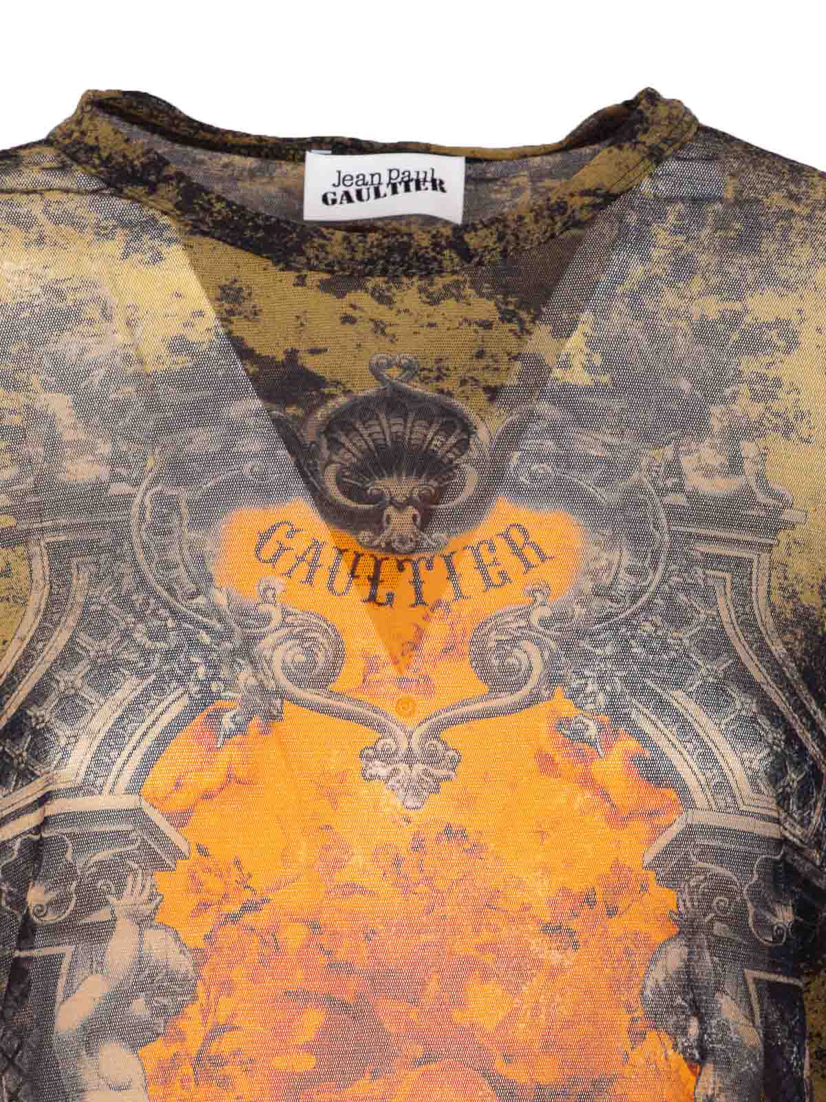 Jean Paul Gaultier Black Khaki Long Sleeves Top In Multi