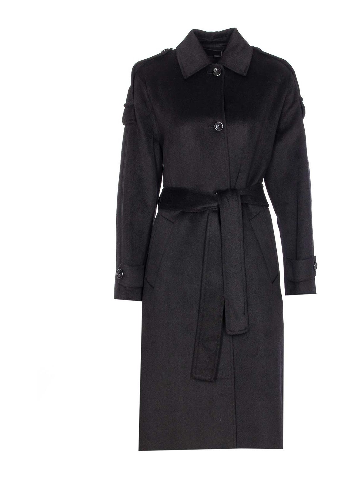 Liu •jo Trench Coat With Fringes In Black