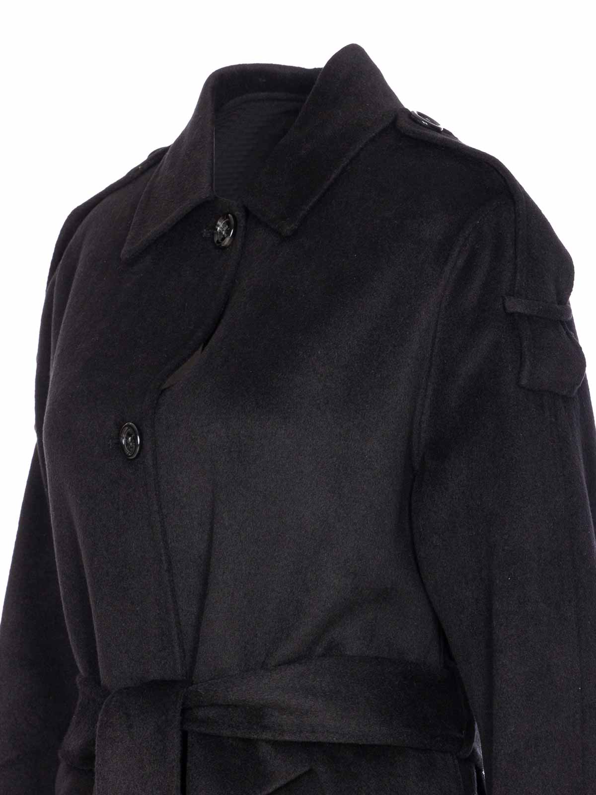 Liu •jo Trench Coat With Fringes In Black