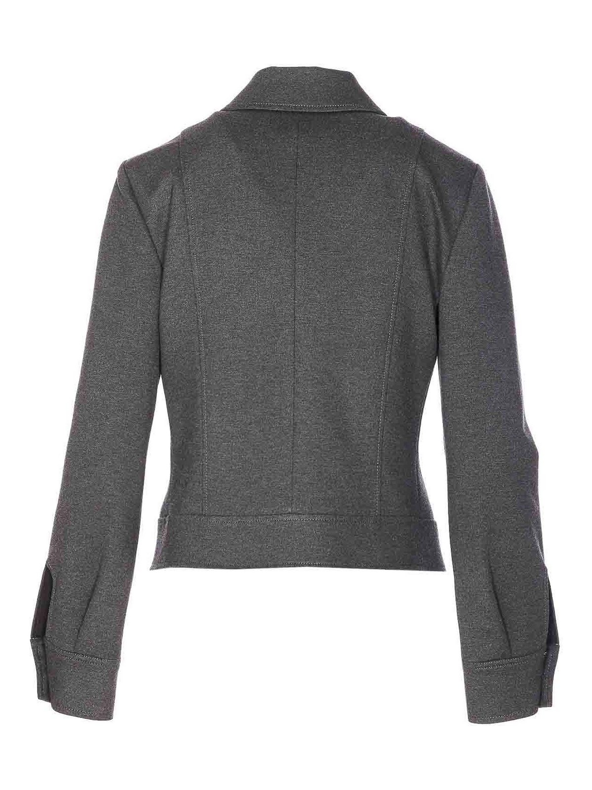 Liu •jo Logo-button Point-collar Jacket In Gray