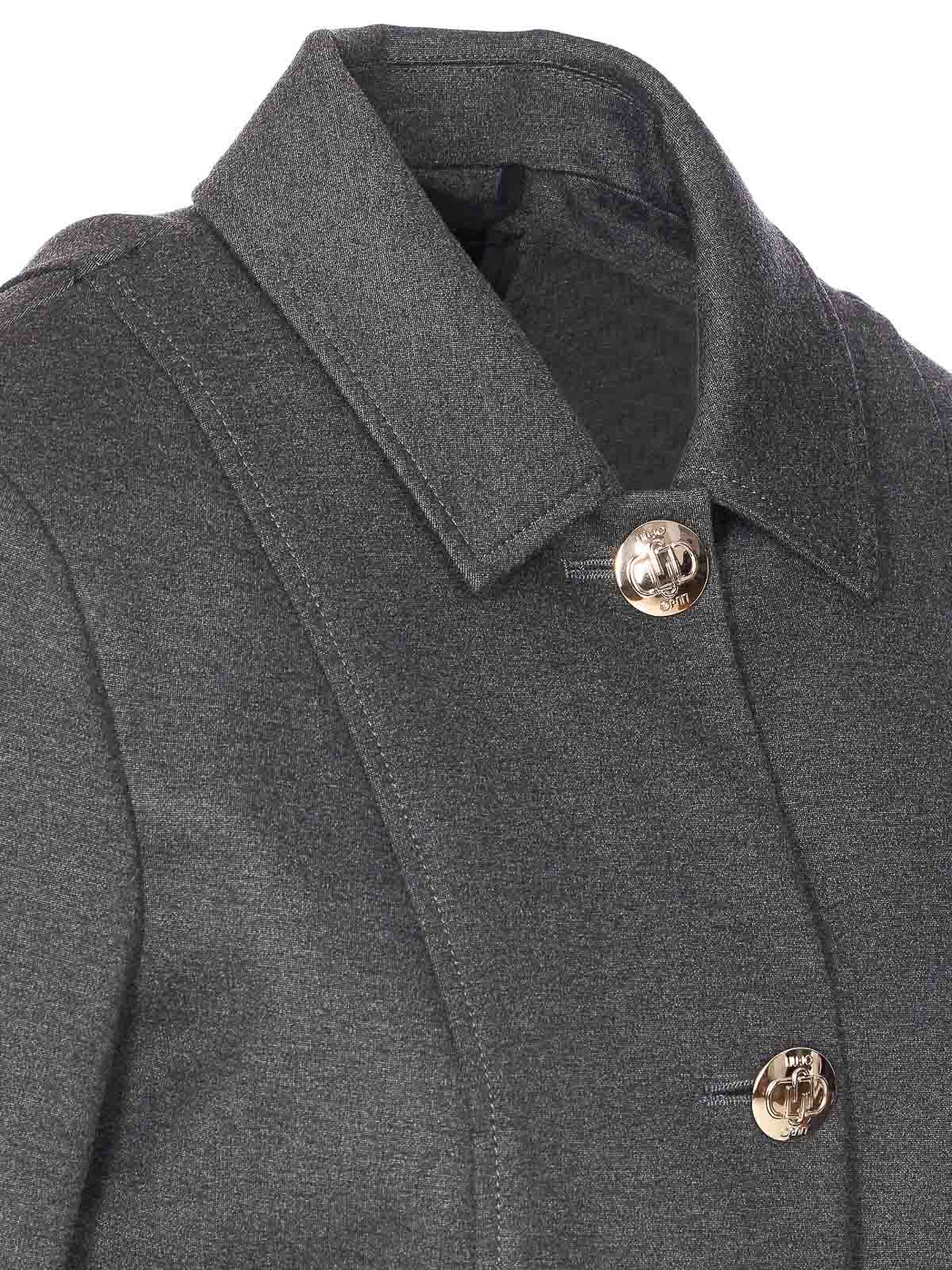 Liu •jo Logo-button Point-collar Jacket In Gray