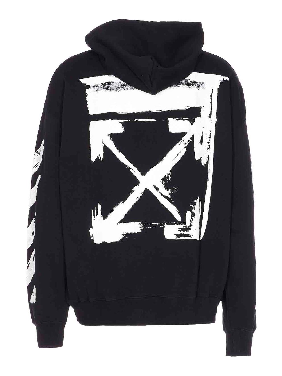 Off-white Brand-embroidery Kangaroo-pocket Relaxed-fit Cotton-jersey Hoody In Black