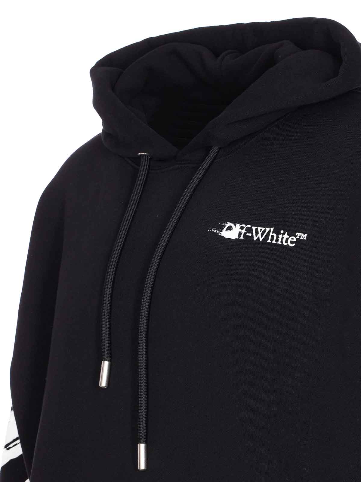 Off-white Brand-embroidery Kangaroo-pocket Relaxed-fit Cotton-jersey Hoody In Black
