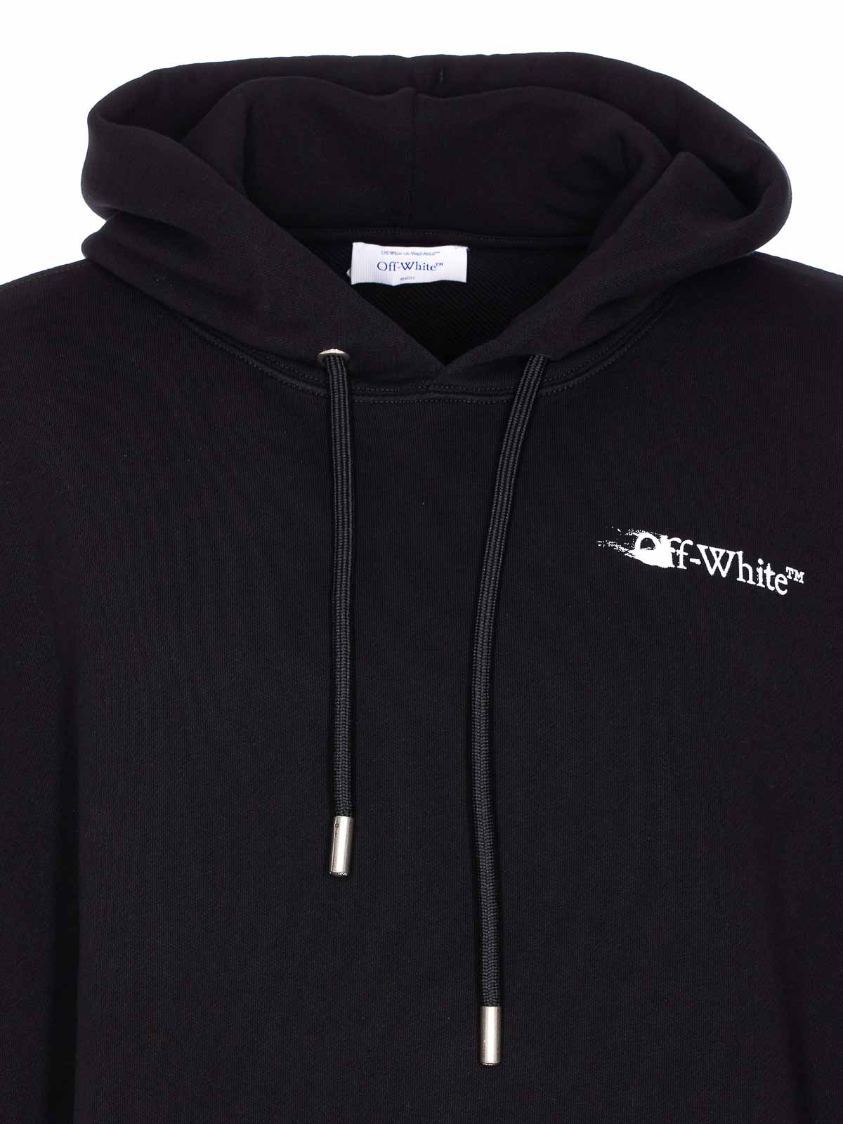 Off-white Brand-embroidery Kangaroo-pocket Relaxed-fit Cotton-jersey Hoody In Black