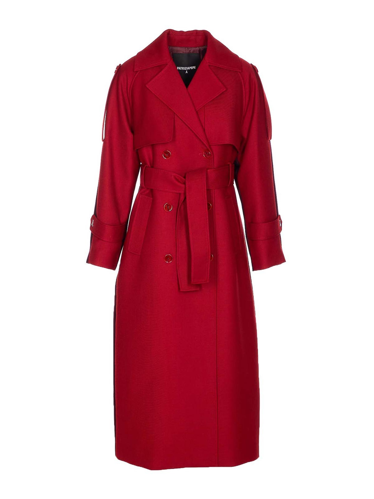Patrizia Pepe Double-breasted Wool Trench Coat In Red