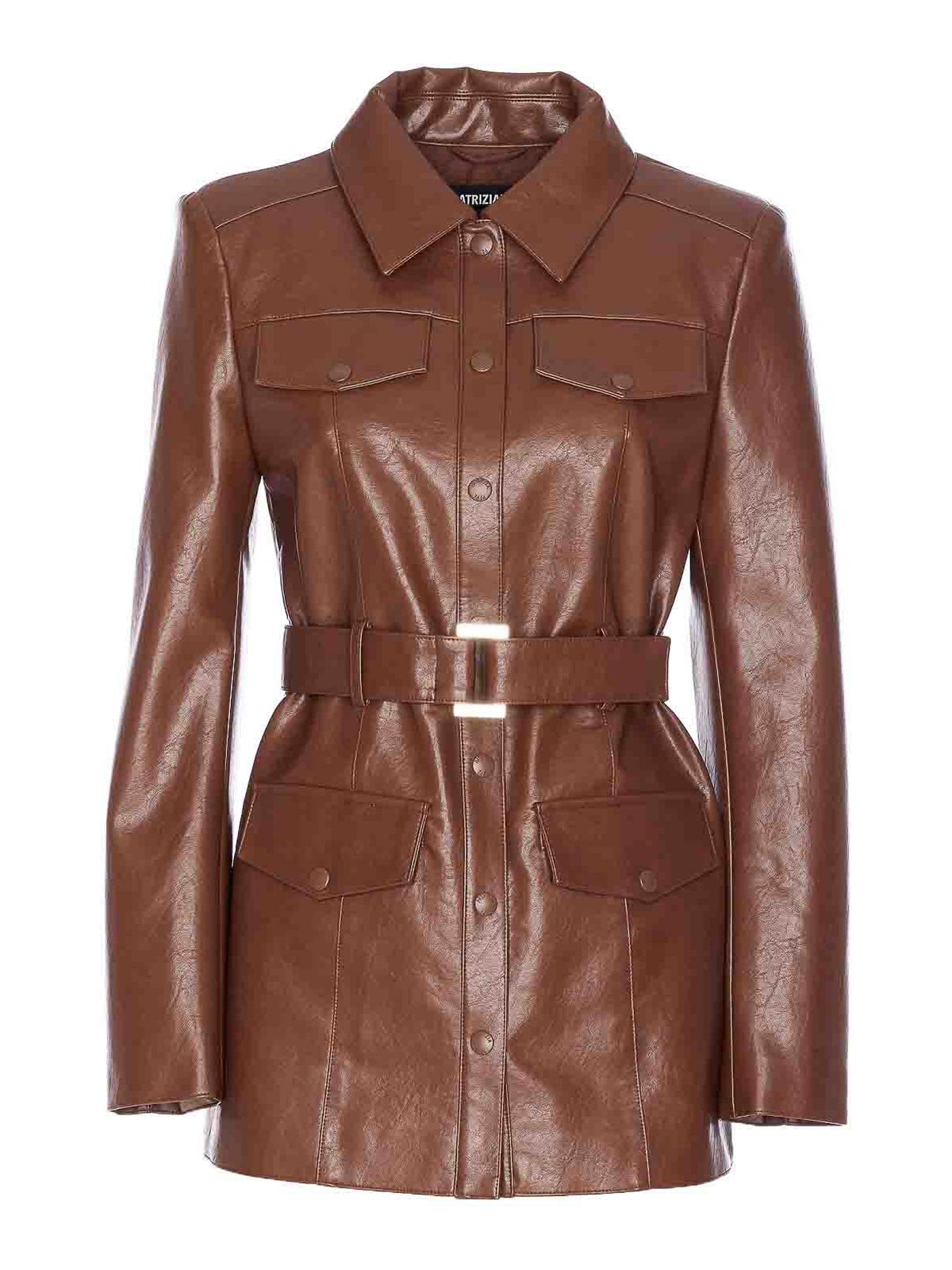 Patrizia Pepe Brown Jacket Frontal Buttons Closure In Multi