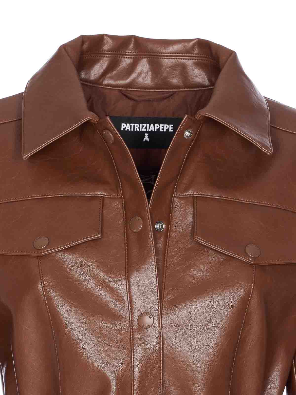 Patrizia Pepe Brown Jacket Frontal Buttons Closure In Multi