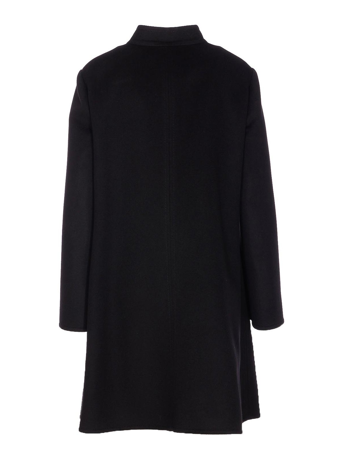 Valentino Black Coat Frontal Buttons Closure In Black