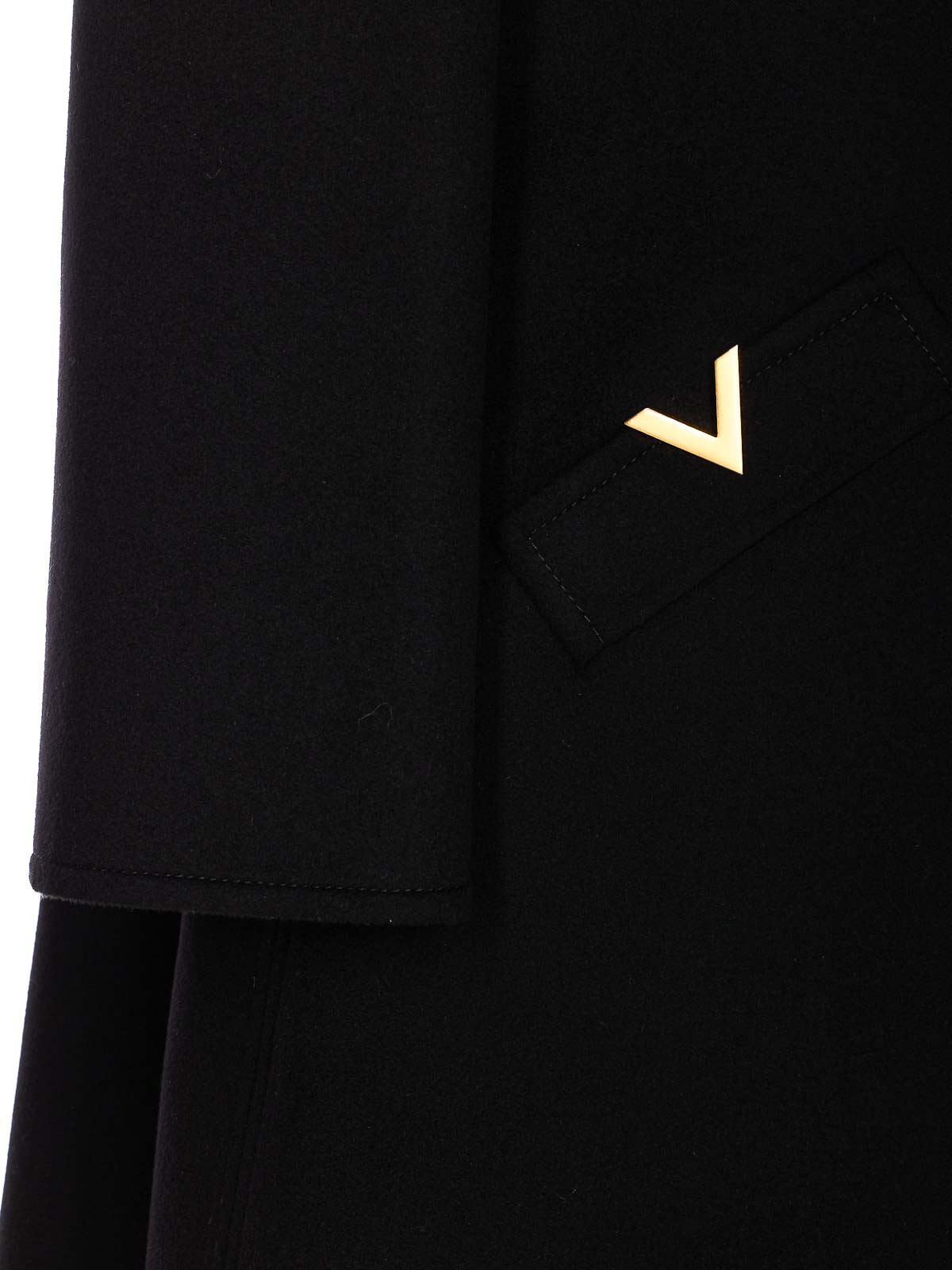 Valentino Black Coat Frontal Buttons Closure In Black