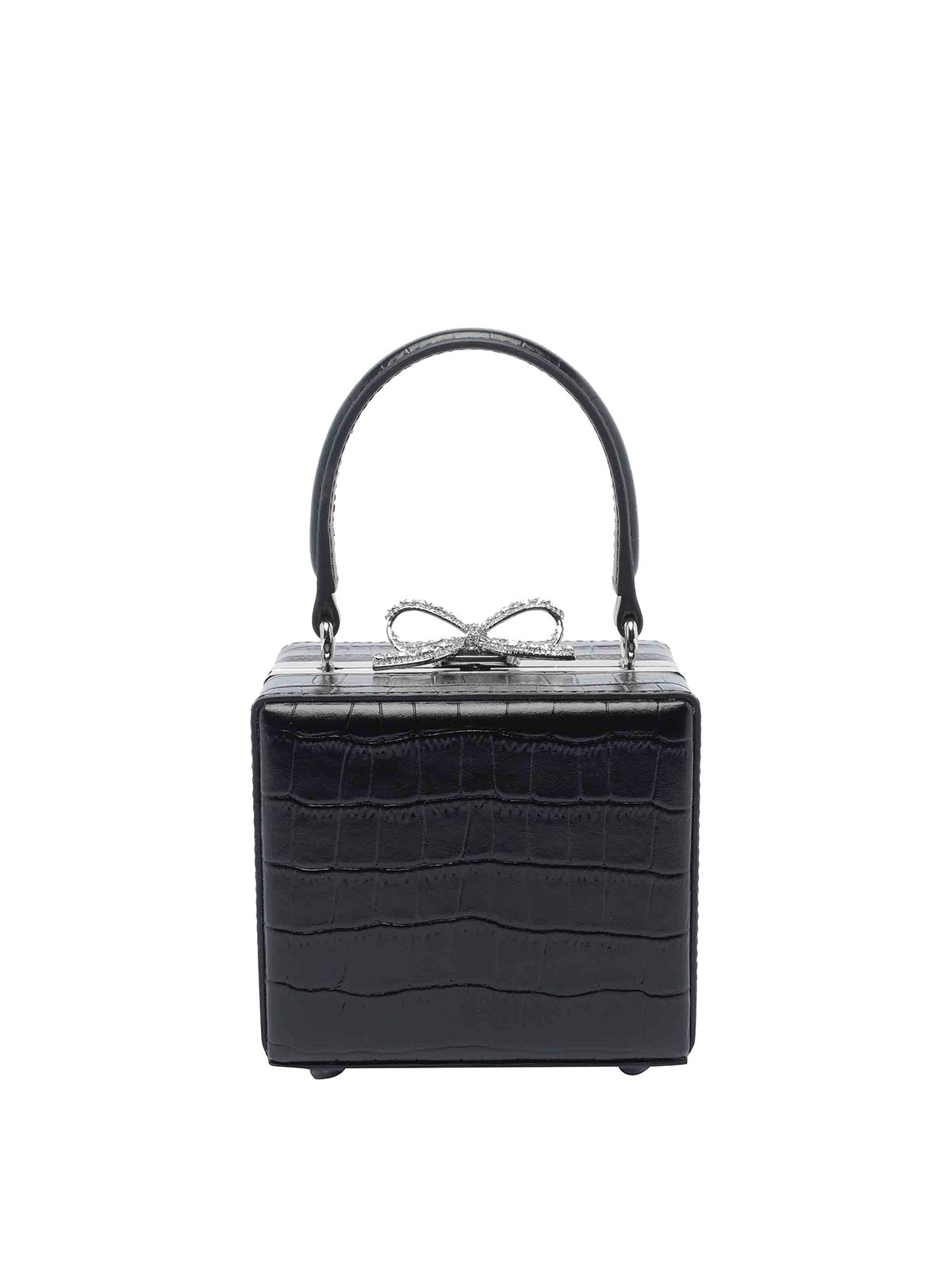 Self-portrait Croc Micro Handbag In Black