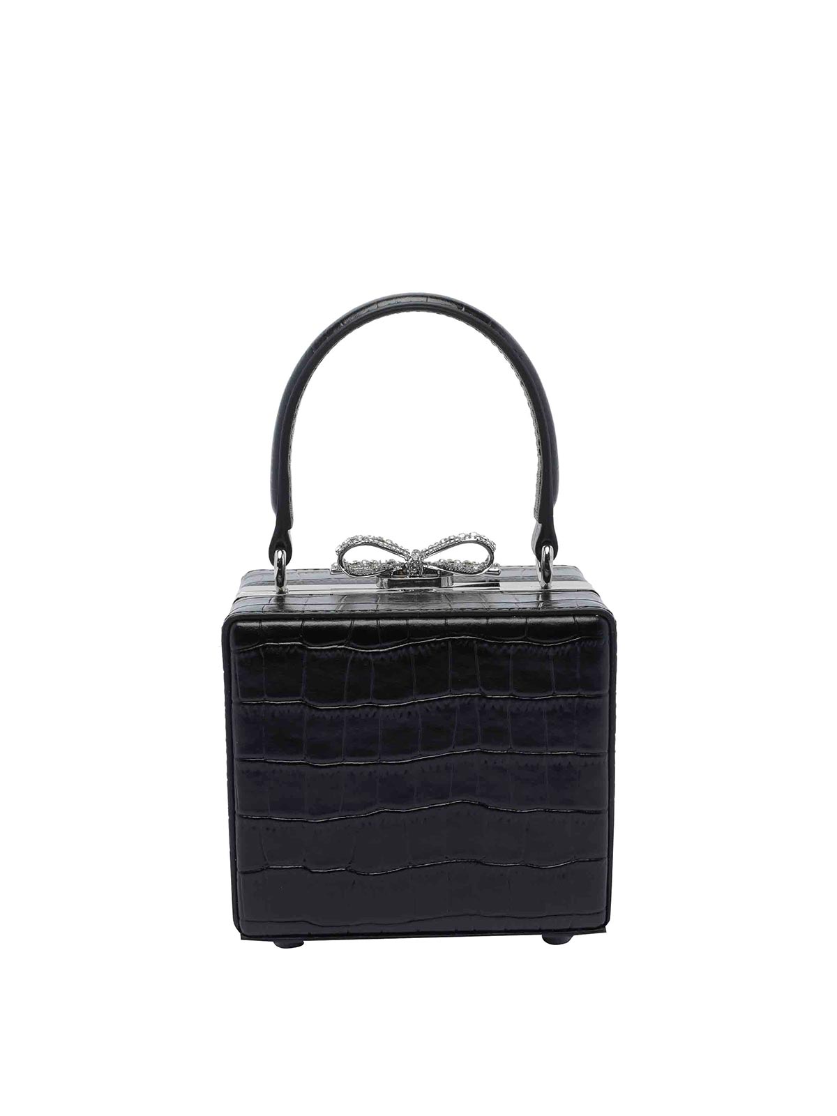 Self-portrait Croc Micro Handbag In Black