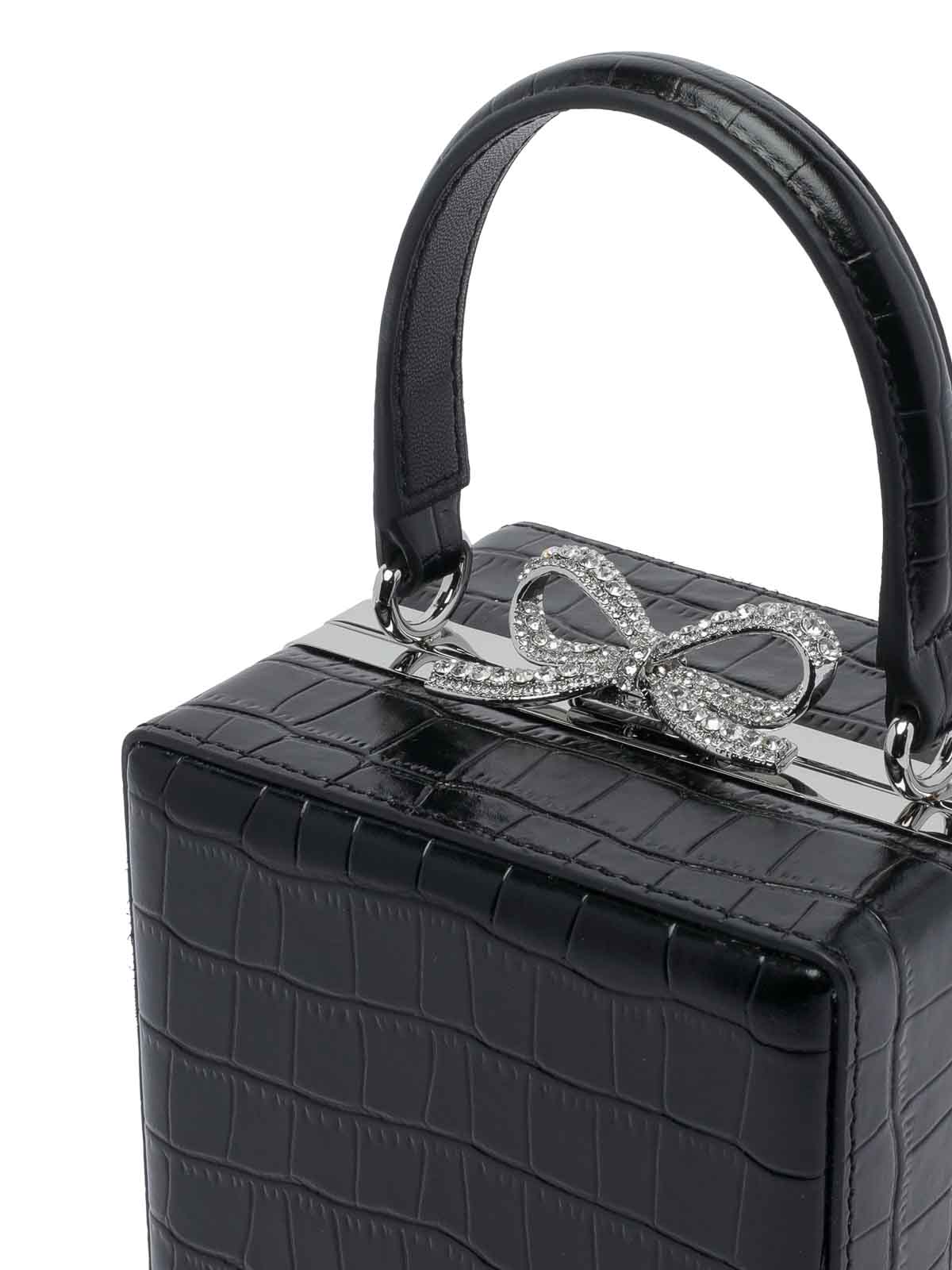 Self-portrait Croc Micro Handbag In Black