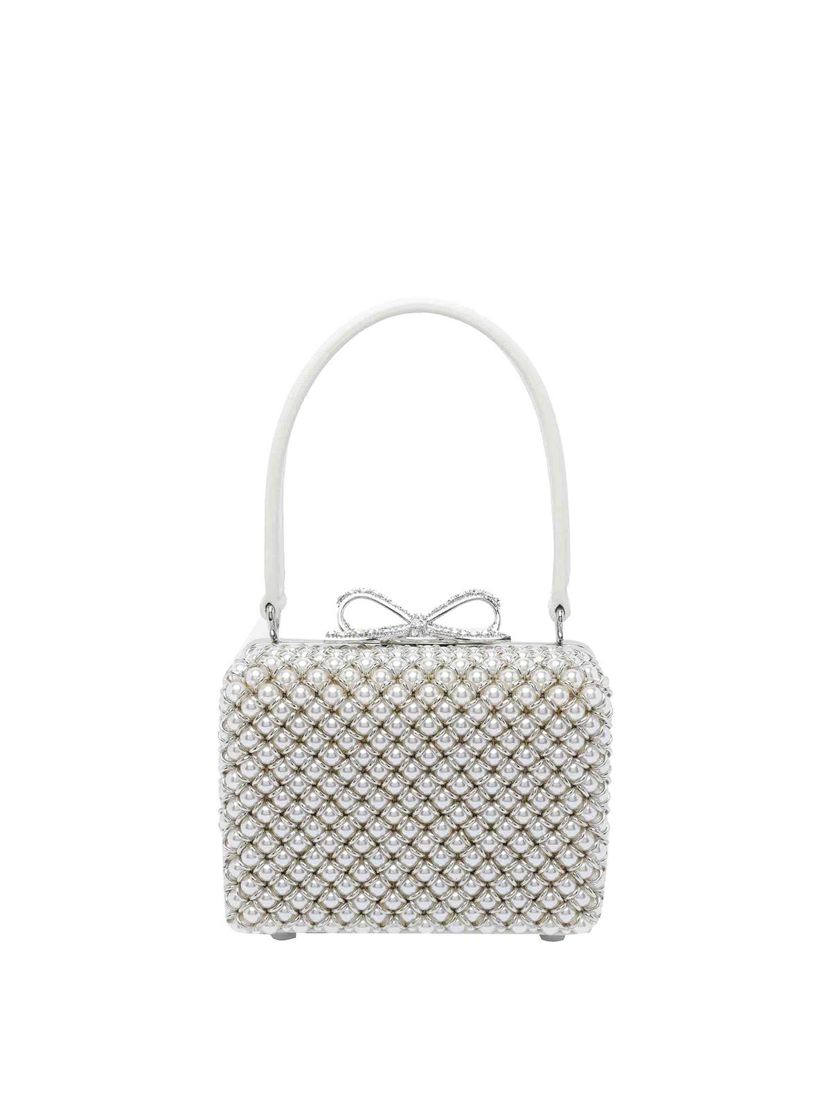 Self-portrait Micro Pearl Embellished Handbag In White