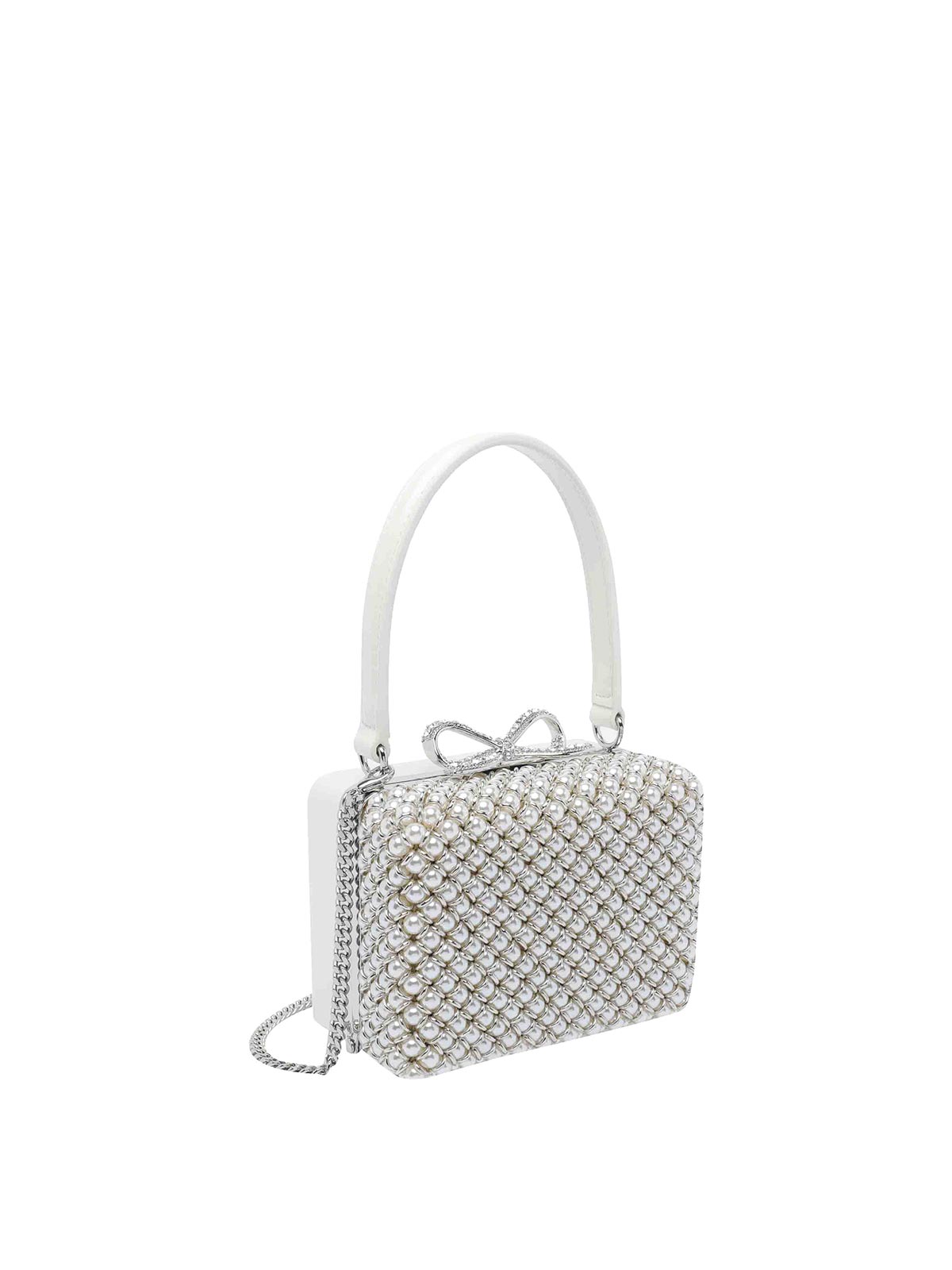 Self-portrait Micro Pearl Embellished Handbag In White