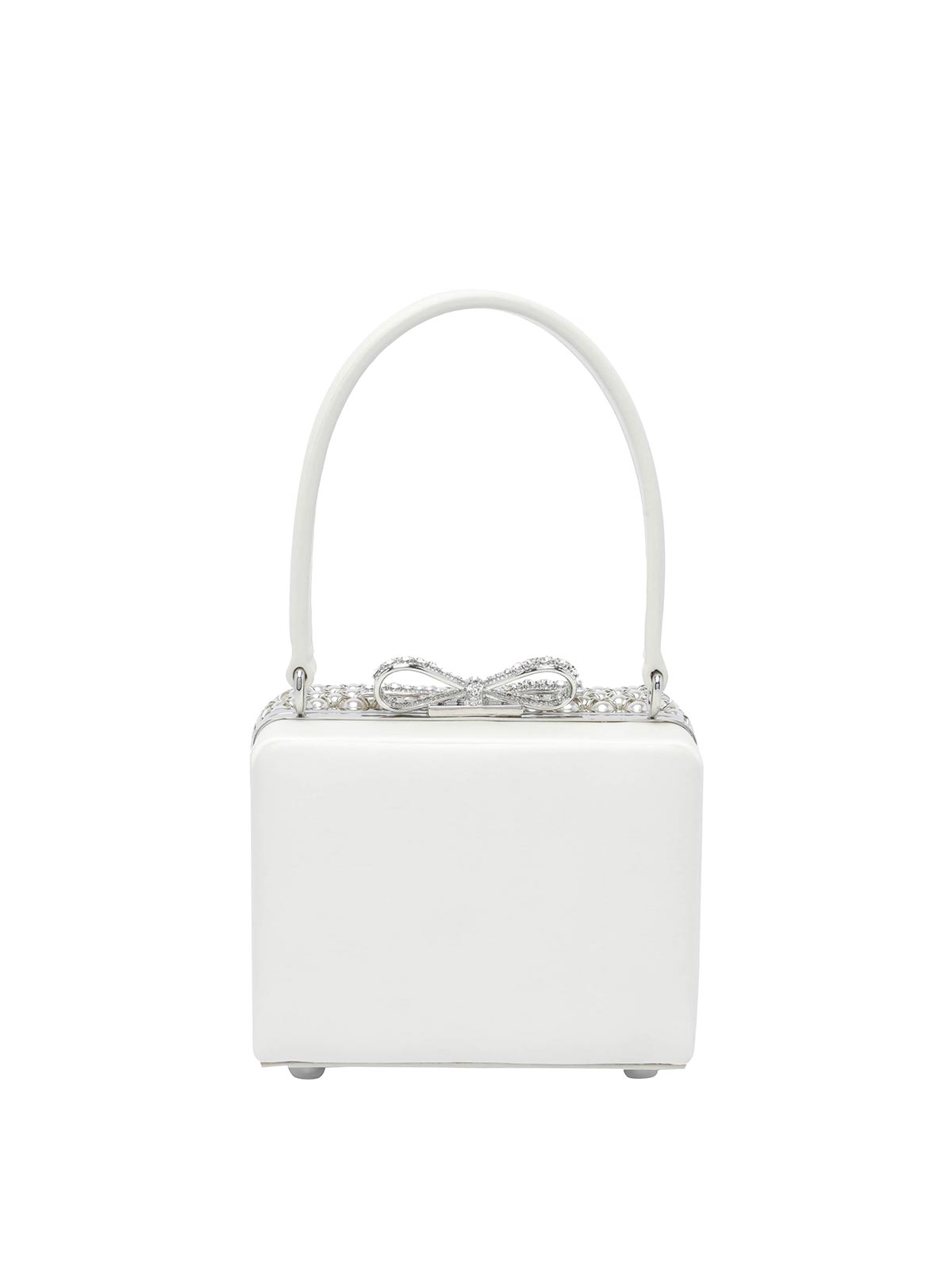 Self-portrait Micro Pearl Embellished Handbag In White
