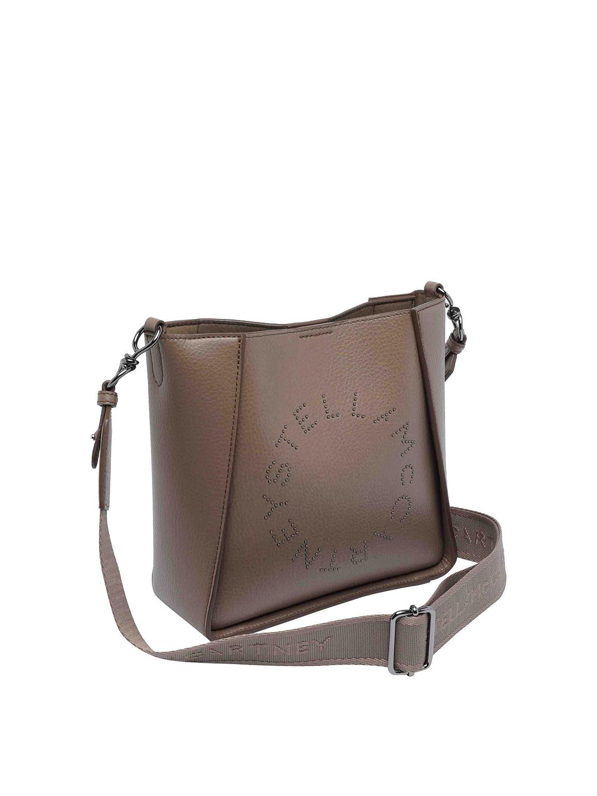 Stella Mccartney Adjustable Strap Crossbody Bag Logo In Brown