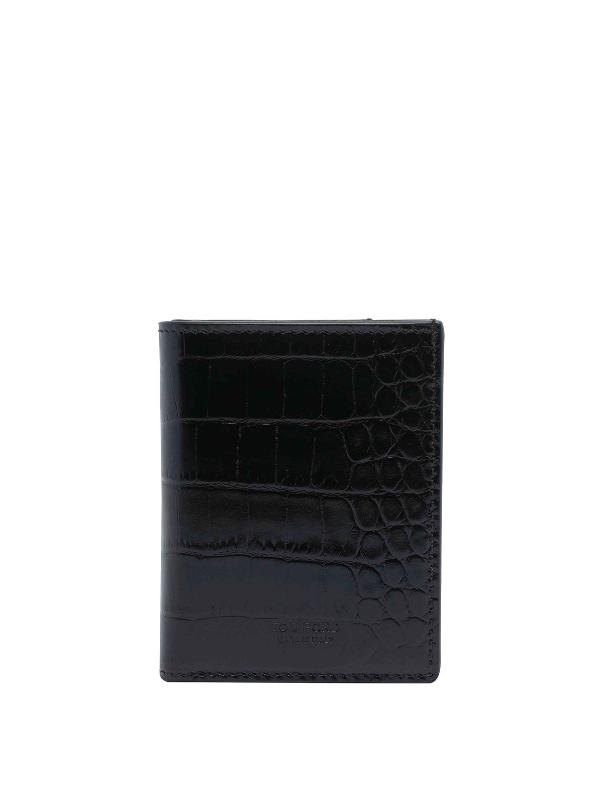 Tom Ford Croco Print Card Holder In Black