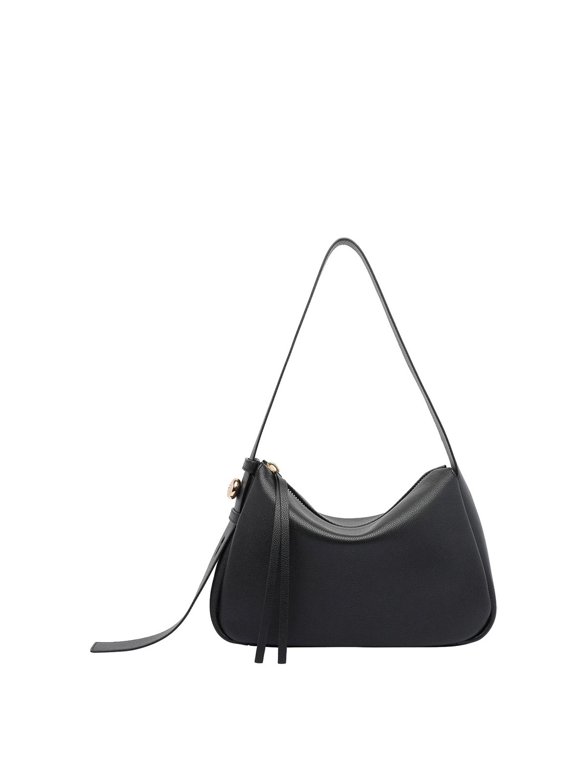 Tory Burch Pebble Leather Shoulder Bag With Adjustable Strap In Black
