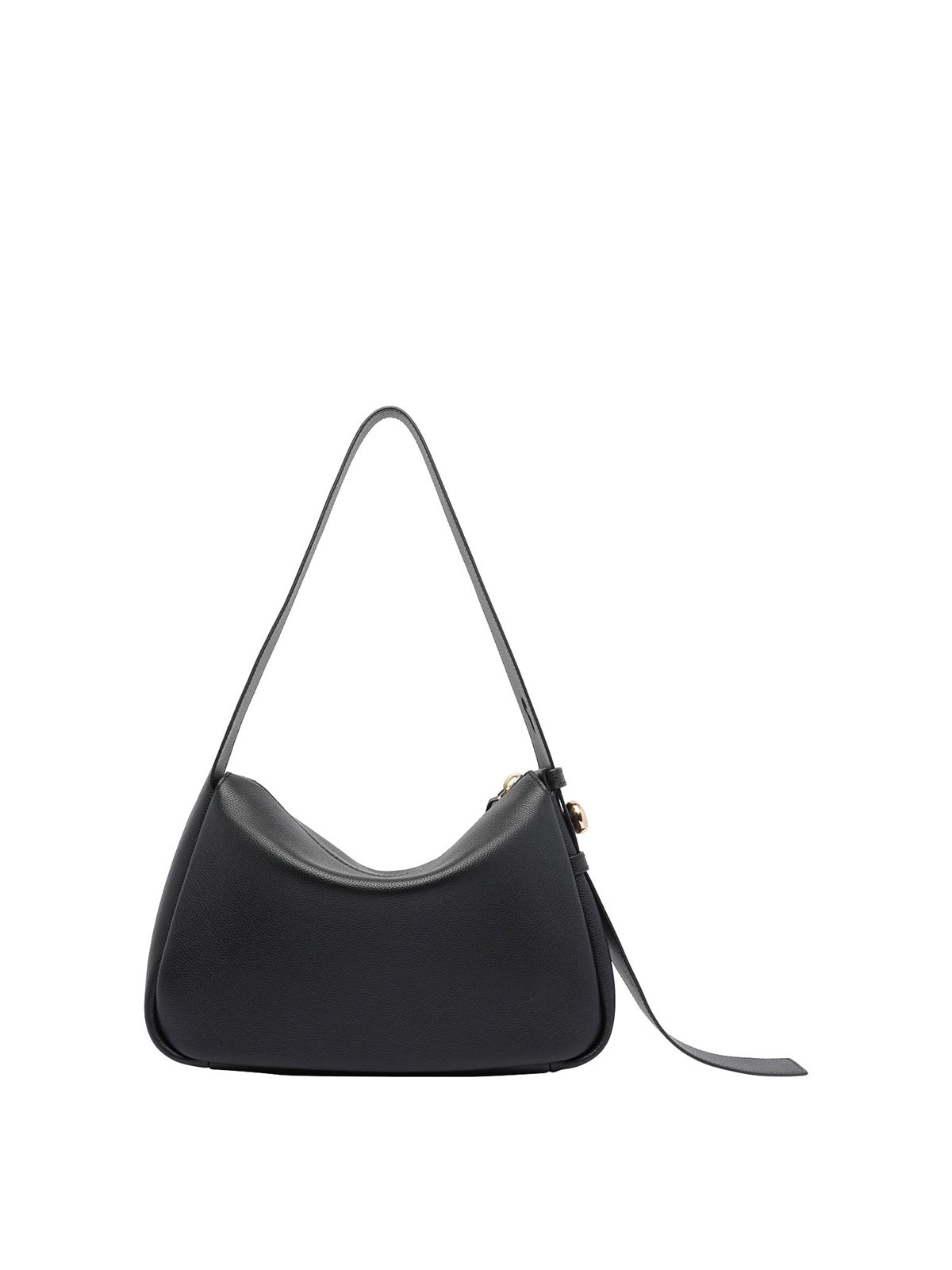 Tory Burch Pebble Leather Shoulder Bag With Adjustable Strap In Black