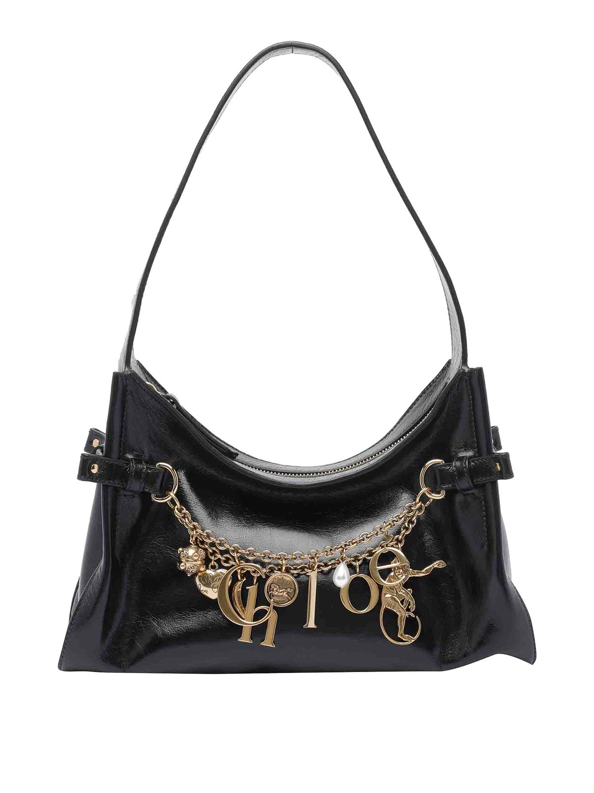 Chloé E Charm Shoulder Bag In Black