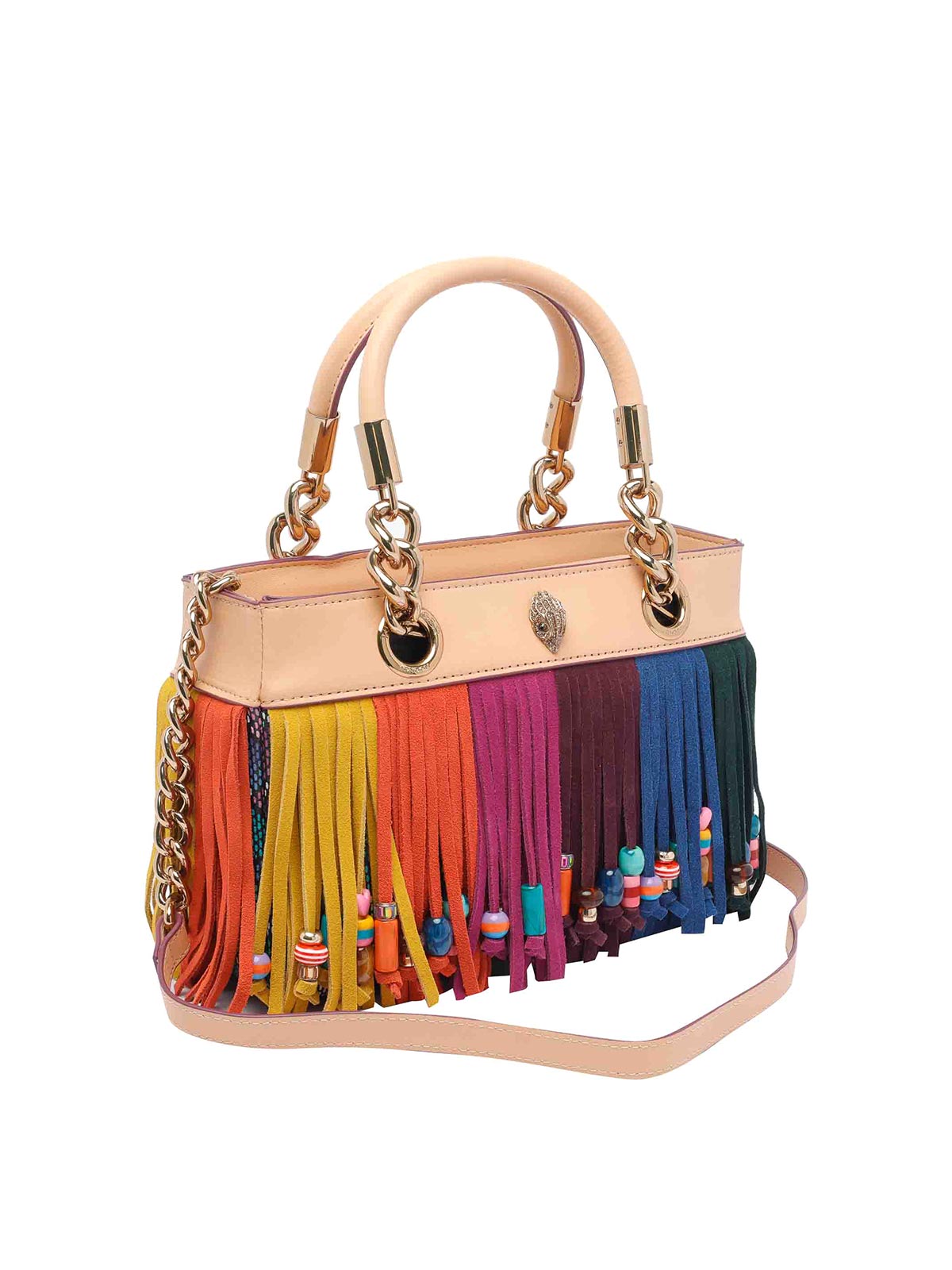 Kurt Geiger Square Kensington Fringe Handbag In Multi