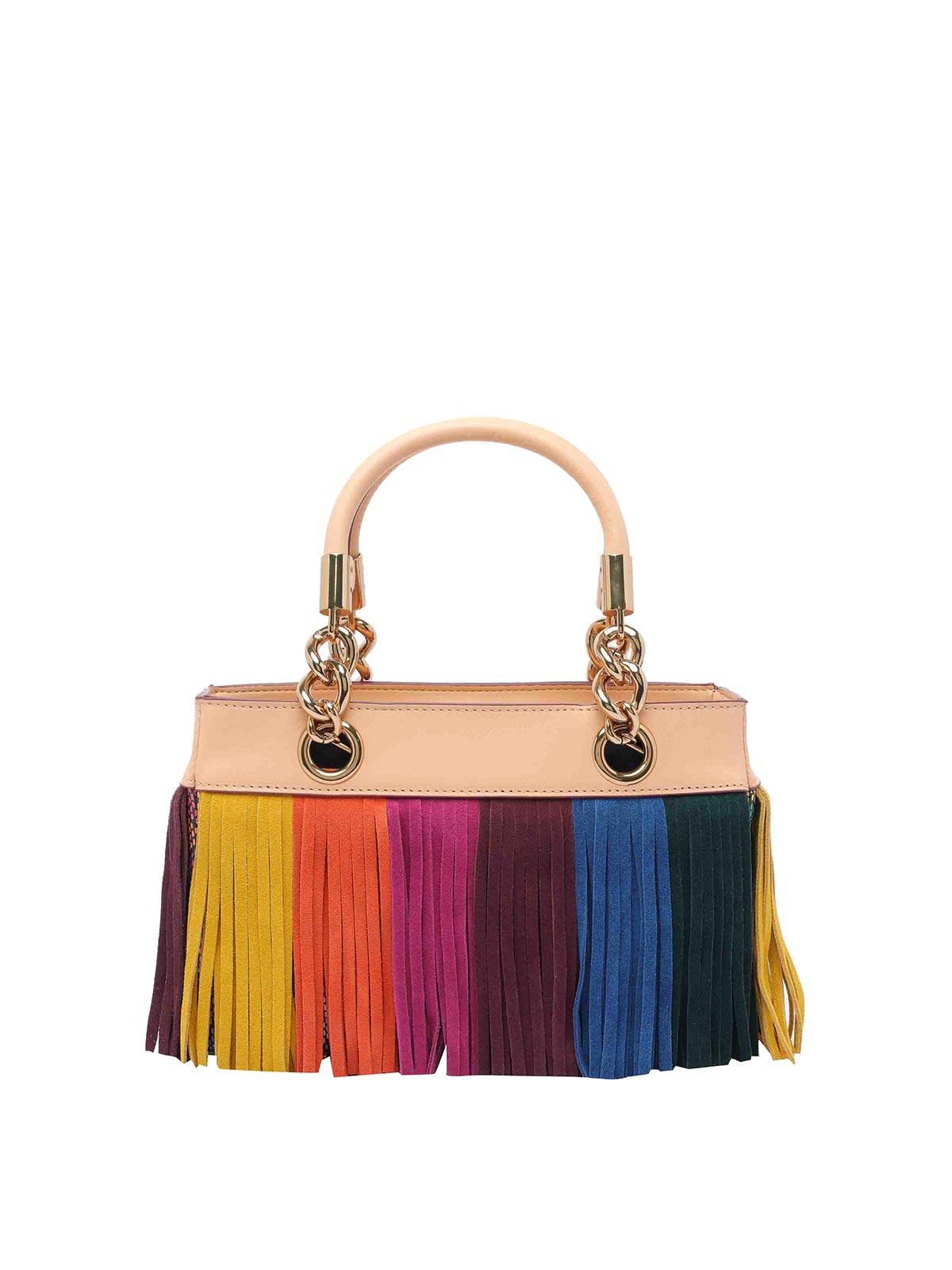 Kurt Geiger Square Kensington Fringe Handbag In Multi