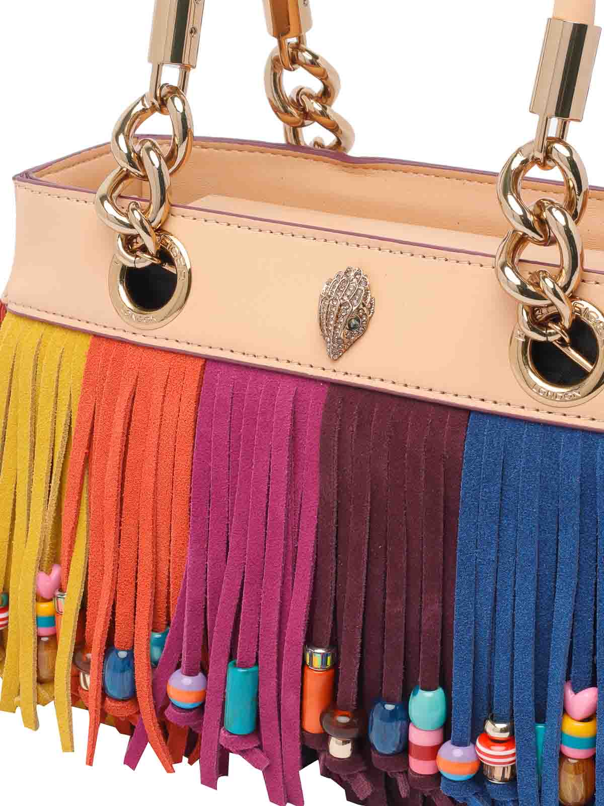 Kurt Geiger Square Kensington Fringe Handbag In Multi
